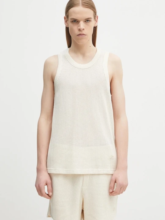 Zdjęcie produktu Wales Bonner t-shirt bawełniany Groove Tank beżowy