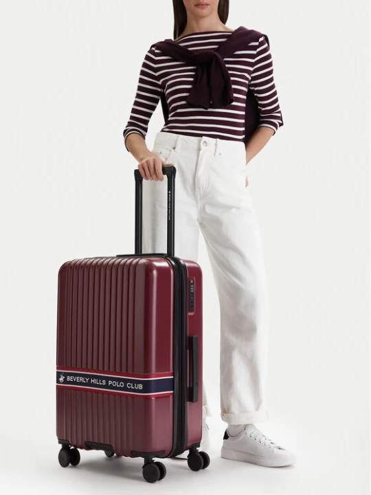 Zdjęcie produktu Walizka średnia Beverly Hills Polo Club CEO-BHPC-M-007-08-BURGUNDY Bordowy