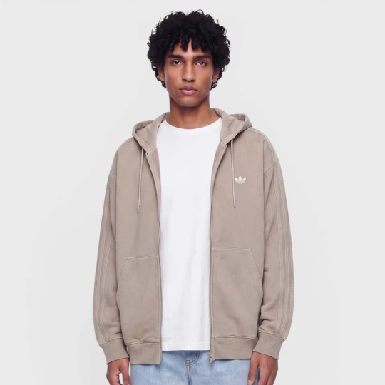 Zdjęcie produktu Washed Full Zip Oversized Hoodie adidas Originals brązowy