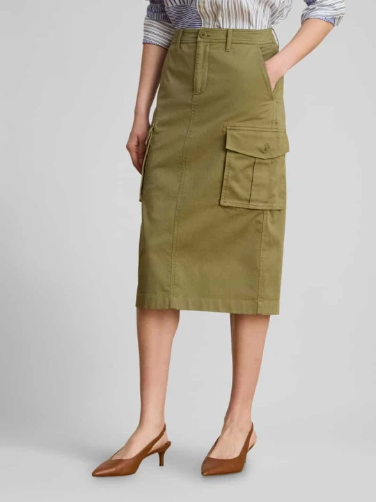 Zdjęcie produktu Wąska spódnica midi z mieszanka bawełny Lauren Ralph Lauren Khaki