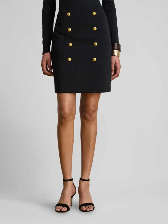 Zdjęcie produktu Wąska spódnica ołówkowa mini z detalami z guzikiem Lauren Ralph Lauren czarny