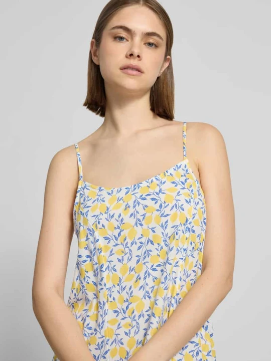 Zdjęcie produktu Wąska sukienka casualowa z czystej wiskozy model 'BARRI' Pieces Jasnożółty melanż