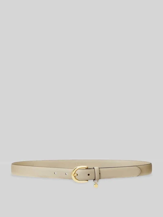 Zdjęcie produktu Wąski pasek z aplikacją z logo z naturalnej skóry Lauren Ralph Lauren Piaskowy