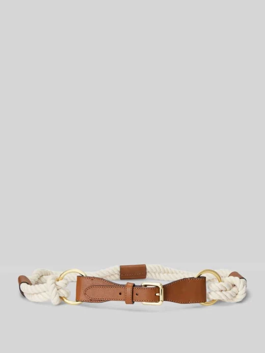 Zdjęcie produktu Wąski pasek z sznurka z obszyciem ze skóry Lauren Ralph Lauren Złamany biały