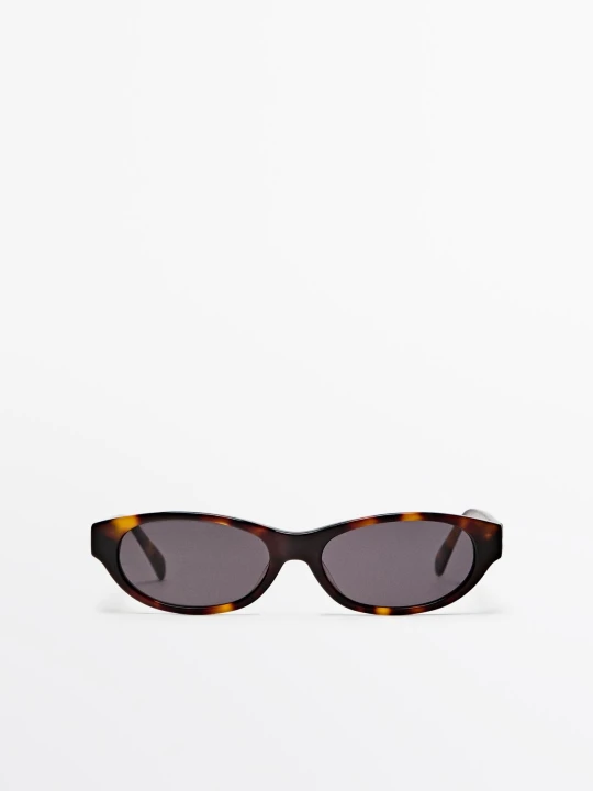 Zdjęcie produktu Wąskie Okulary Przeciwsłoneczne Z Rogowym Efektem - Brązowy - - Massimo Dutti - Kobieta