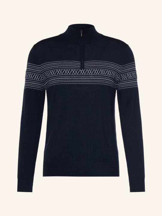 Zdjęcie produktu We Norwegians Sweter Typu Troyer Signature Z Wełny Merino blau