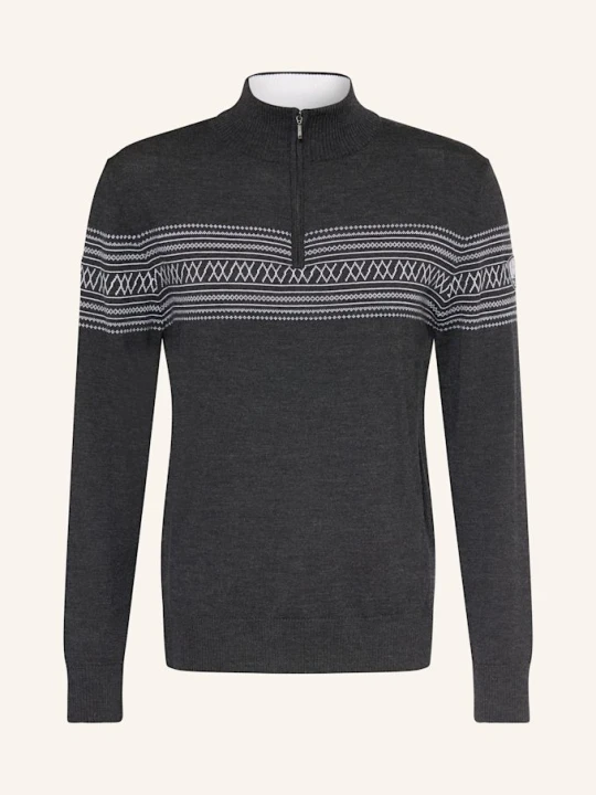 Zdjęcie produktu We Norwegians Sweter Typu Troyer Signature Z Wełny Merino schwarz CZIEMNOSZARY