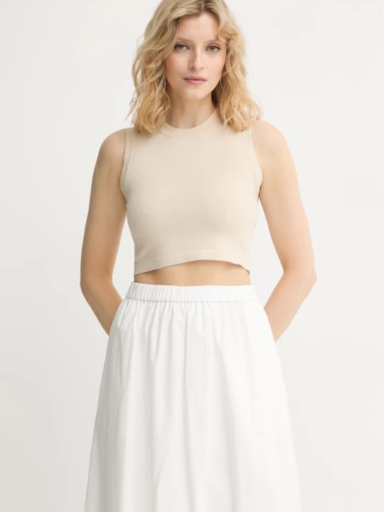 Zdjęcie produktu Weekend Max Mara crop top damski z wiskozy beżowy