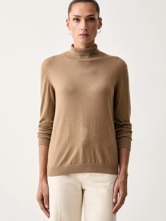 Zdjęcie produktu Weekend Max Mara golf damski z dodatkiem jedwabiu WKDKIKU brązowy