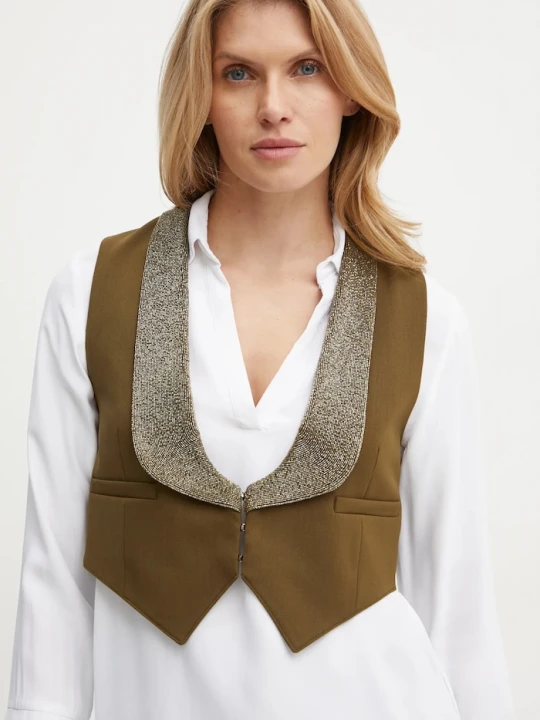 Zdjęcie produktu Weekend Max Mara kamizelka z domieszką wełny zielony