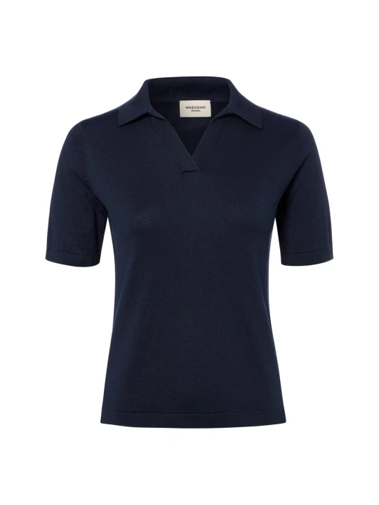 Zdjęcie produktu Weekend Max Mara koszulka polo z domieszką jedwabiu Kobiety Jedwab niebieski