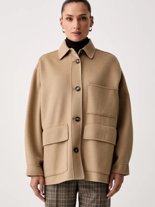 Zdjęcie produktu Weekend Max Mara krótki płaszcz damski wełniany WKDFOLK beżowy