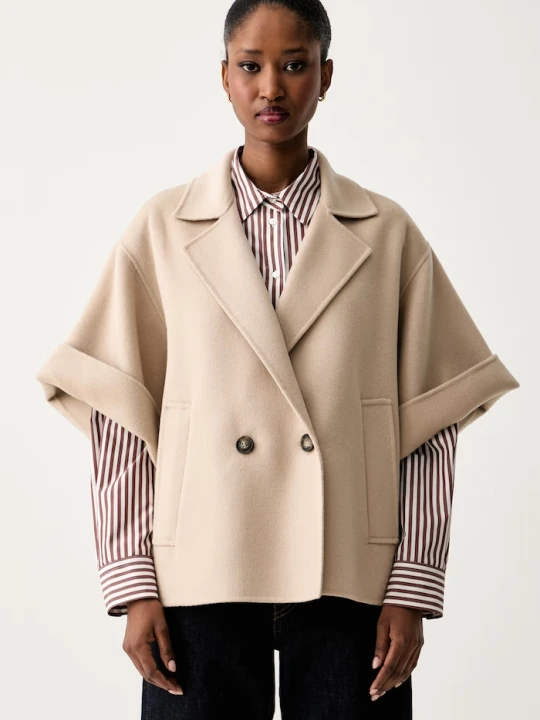 Zdjęcie produktu Weekend Max Mara krótki płaszcz damski wełniany WKDNEO beżowy