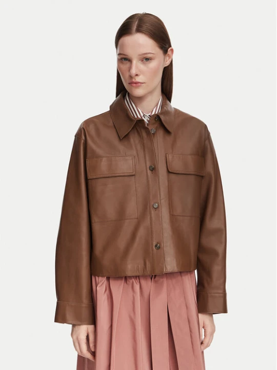 Zdjęcie produktu Weekend Max Mara Kurtka skórzana Piovra 2625446021 Brązowy Regular Fit