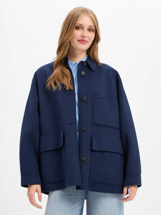 Zdjęcie produktu Weekend Max Mara kurtka z czystej wełny Kobiety wełna ze strzyży niebieski