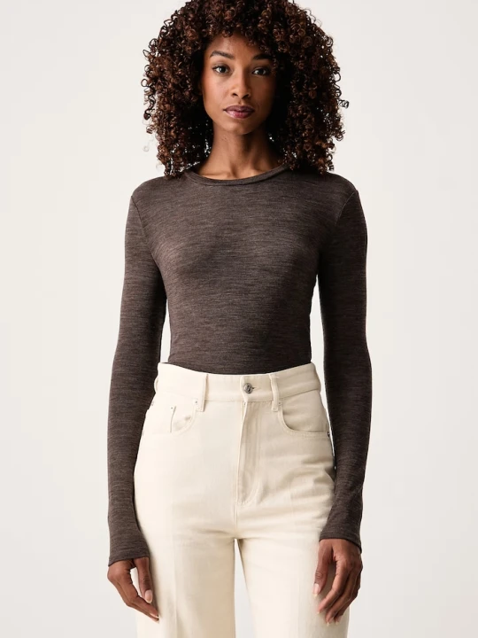 Zdjęcie produktu Weekend Max Mara longsleeve damski z wełną WKDPATTO brązowy