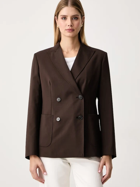Zdjęcie produktu Weekend Max Mara marynarka dwurzędowa damska wełniana WKDORNATI brązowy