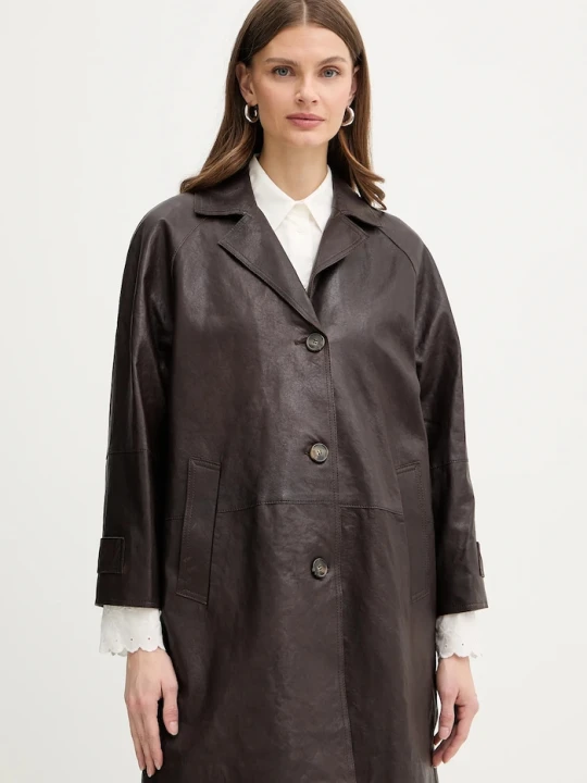 Zdjęcie produktu Weekend Max Mara płaszcz skórzany CAMINO brązowy