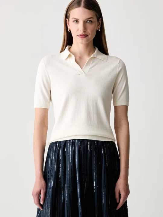Zdjęcie produktu Weekend Max Mara polo swetrowe damskie z jedwabiem WKDRONCOLO beżowy