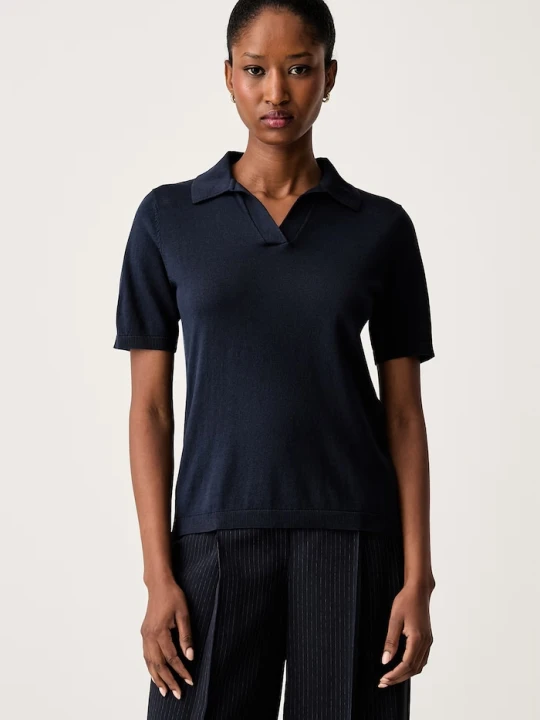 Zdjęcie produktu Weekend Max Mara polo swetrowe damskie z jedwabiem WKDRONCOLO granatowy