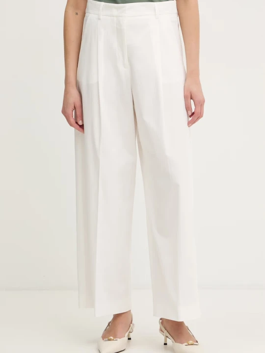 Zdjęcie produktu Weekend Max Mara spodnie damskie bawełniane z elastanem BELLICO biały