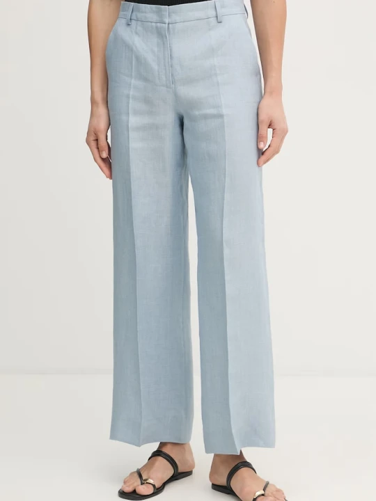 Zdjęcie produktu Weekend Max Mara spodnie damskie lniane MALIZIA niebieski