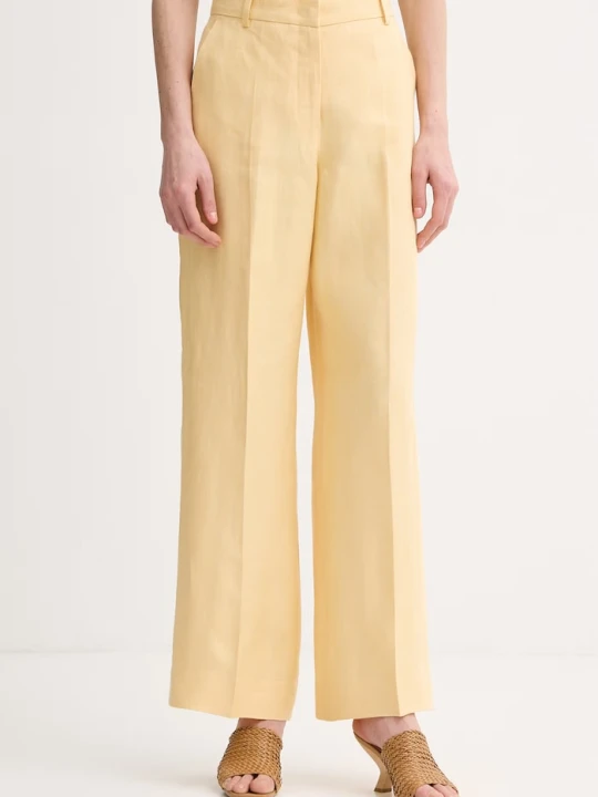 Zdjęcie produktu Weekend Max Mara spodnie damskie lniane MALIZIA żółty