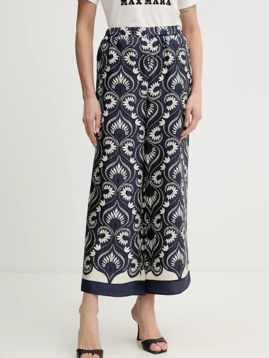 Zdjęcie produktu Weekend Max Mara spodnie jedwabne OTTICO granatowy