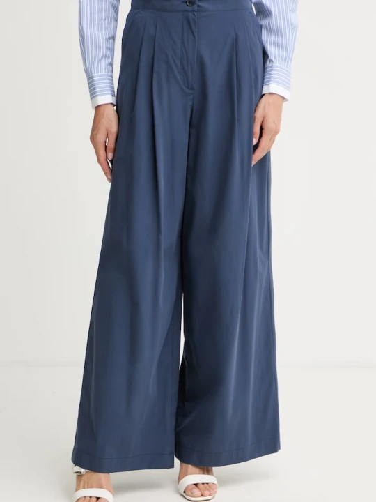Zdjęcie produktu Weekend Max Mara spodnie palazzo damskie bawełniane BENDA granatowy