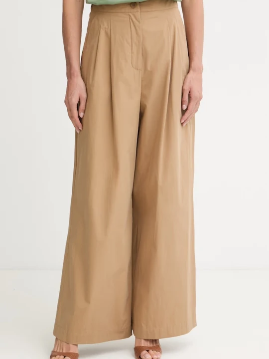 Zdjęcie produktu Weekend Max Mara spodnie palazzo damskie bawełniane BENDA brązowy