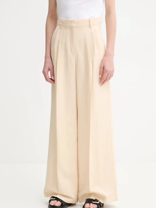 Zdjęcie produktu Weekend Max Mara spodnie z domieszką lnu beżowy