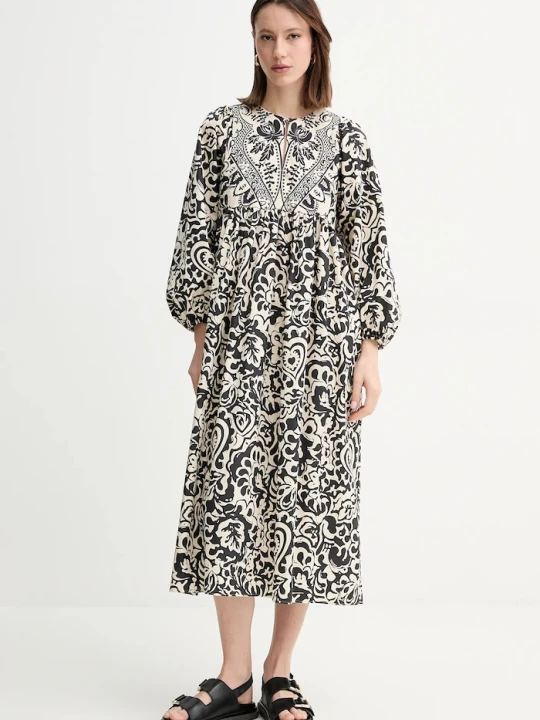 Zdjęcie produktu Weekend Max Mara sukienka bawełniana beżowy