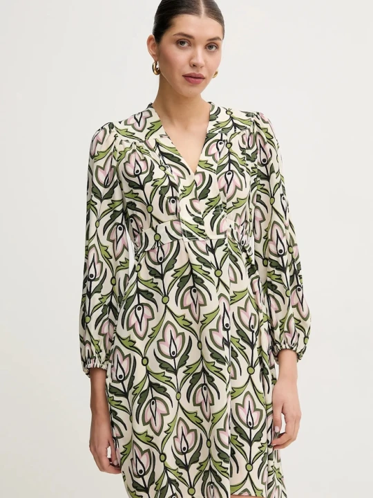 Zdjęcie produktu Weekend Max Mara sukienka jedwabna beżowy