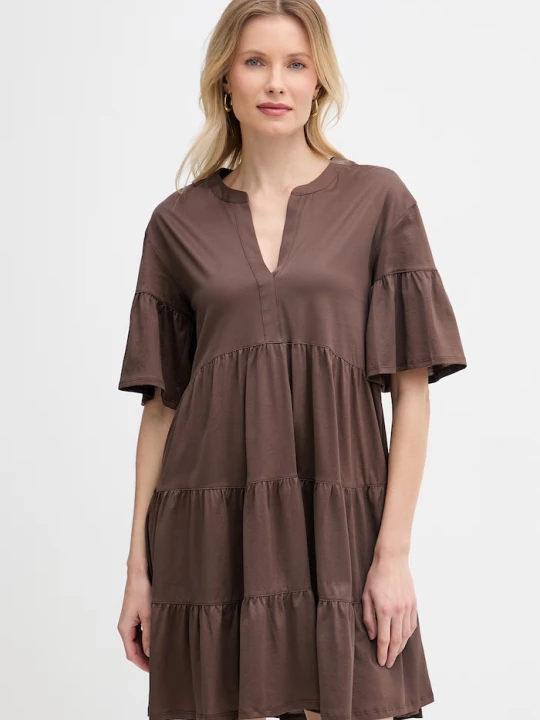 Zdjęcie produktu Weekend Max Mara sukienka letnia bawełniana SAGGINA brązowy