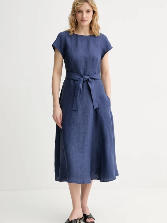 Zdjęcie produktu Weekend Max Mara sukienka lniana ESORDIO granatowy