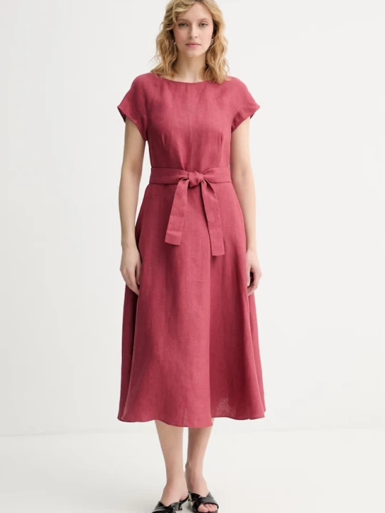 Zdjęcie produktu Weekend Max Mara sukienka lniana ESORDIO bordowy