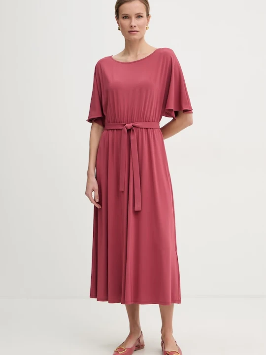Zdjęcie produktu Weekend Max Mara sukienka z wiskozą DIVO bordowy