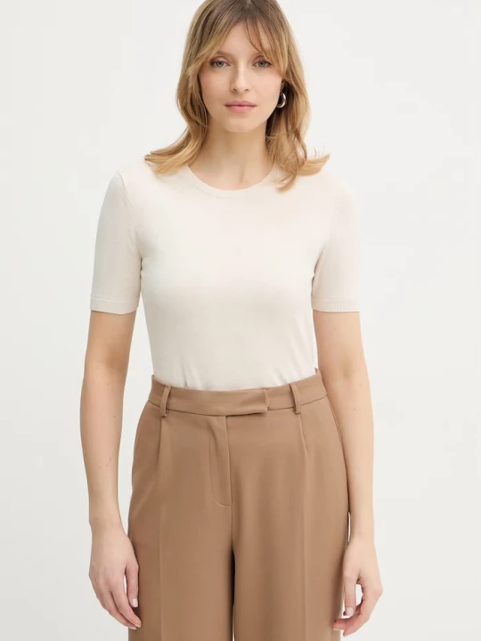 Zdjęcie produktu Weekend Max Mara sweter z dodatkiem jedwabiu GABARRA beżowy