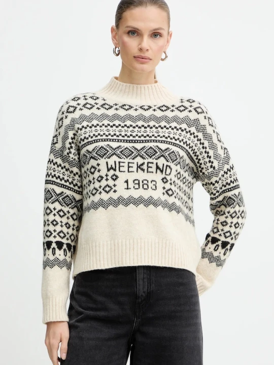Zdjęcie produktu Weekend Max Mara sweter z dodatkiem wełny BRIOSO beżowy
