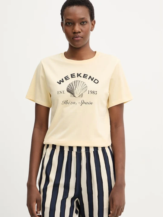 Zdjęcie produktu Weekend Max Mara t-shirt bawełniany BORA żółty