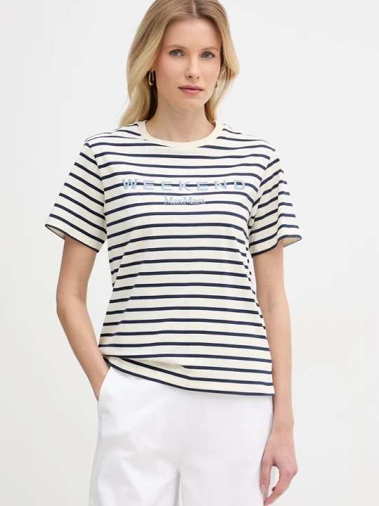 Zdjęcie produktu Weekend Max Mara t-shirt bawełniany BORA beżowy