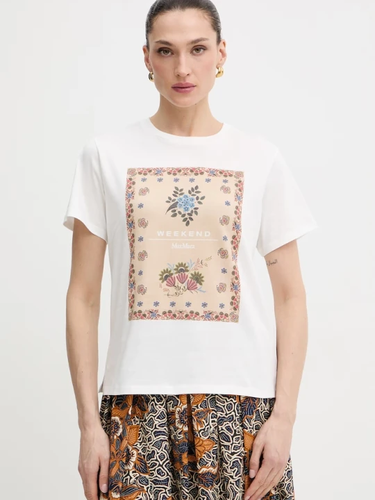 Zdjęcie produktu Weekend Max Mara t-shirt bawełniany PANTERA biały