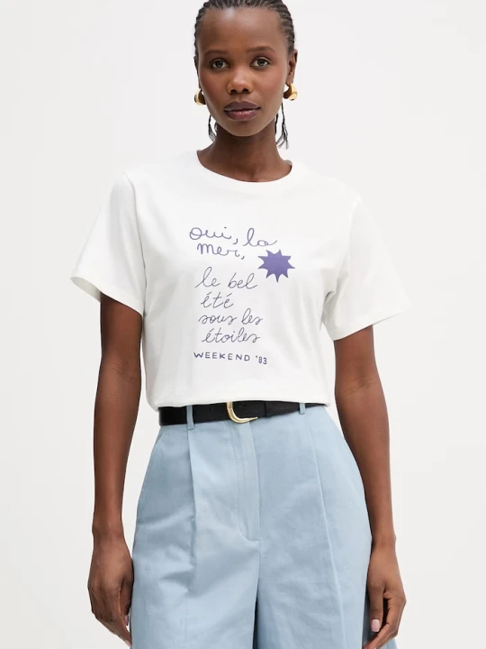 Zdjęcie produktu Weekend Max Mara t-shirt bawełniany PANTERA biały