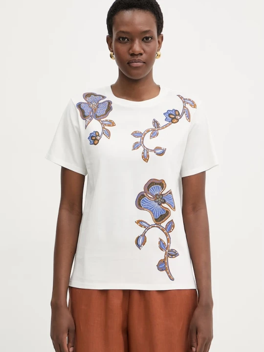 Zdjęcie produktu Weekend Max Mara t-shirt bawełniany PANTERA beżowy