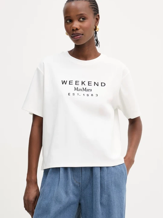 Zdjęcie produktu Weekend Max Mara t-shirt bawełniany SABATO biały