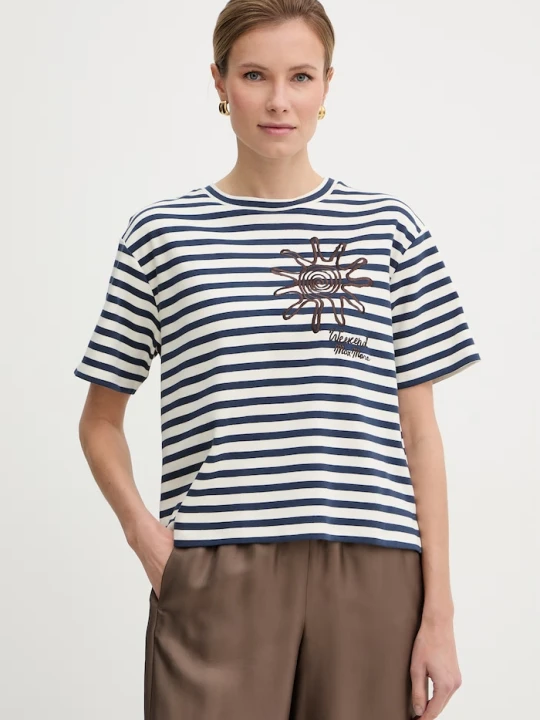 Zdjęcie produktu Weekend Max Mara t-shirt bawełniany SABATO granatowy