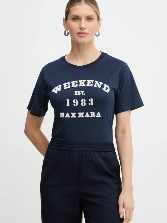 Zdjęcie produktu Weekend Max Mara t-shirt bawełniany TENUE granatowy