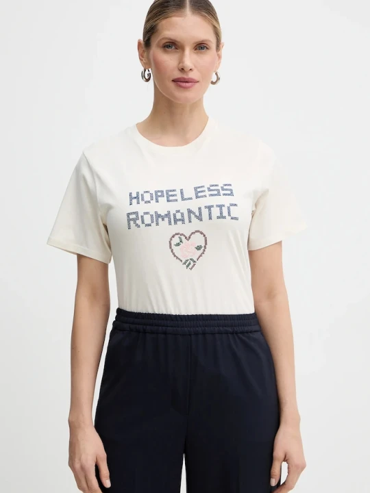 Zdjęcie produktu Weekend Max Mara t-shirt bawełniany WEST beżowy