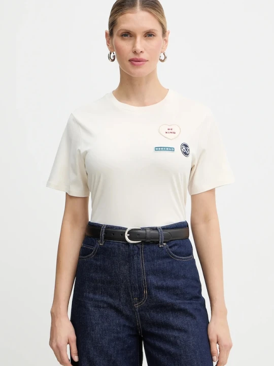 Zdjęcie produktu Weekend Max Mara t-shirt bawełniany WEST beżowy