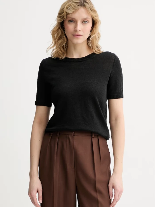 Zdjęcie produktu Weekend Max Mara t-shirt damski lniany PANCONE czarny